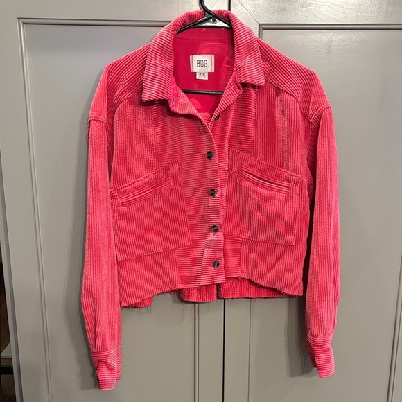 BDG Jackets & Blazers - BDG Bright Pink Corduroy Cropped Jacket Size Medium